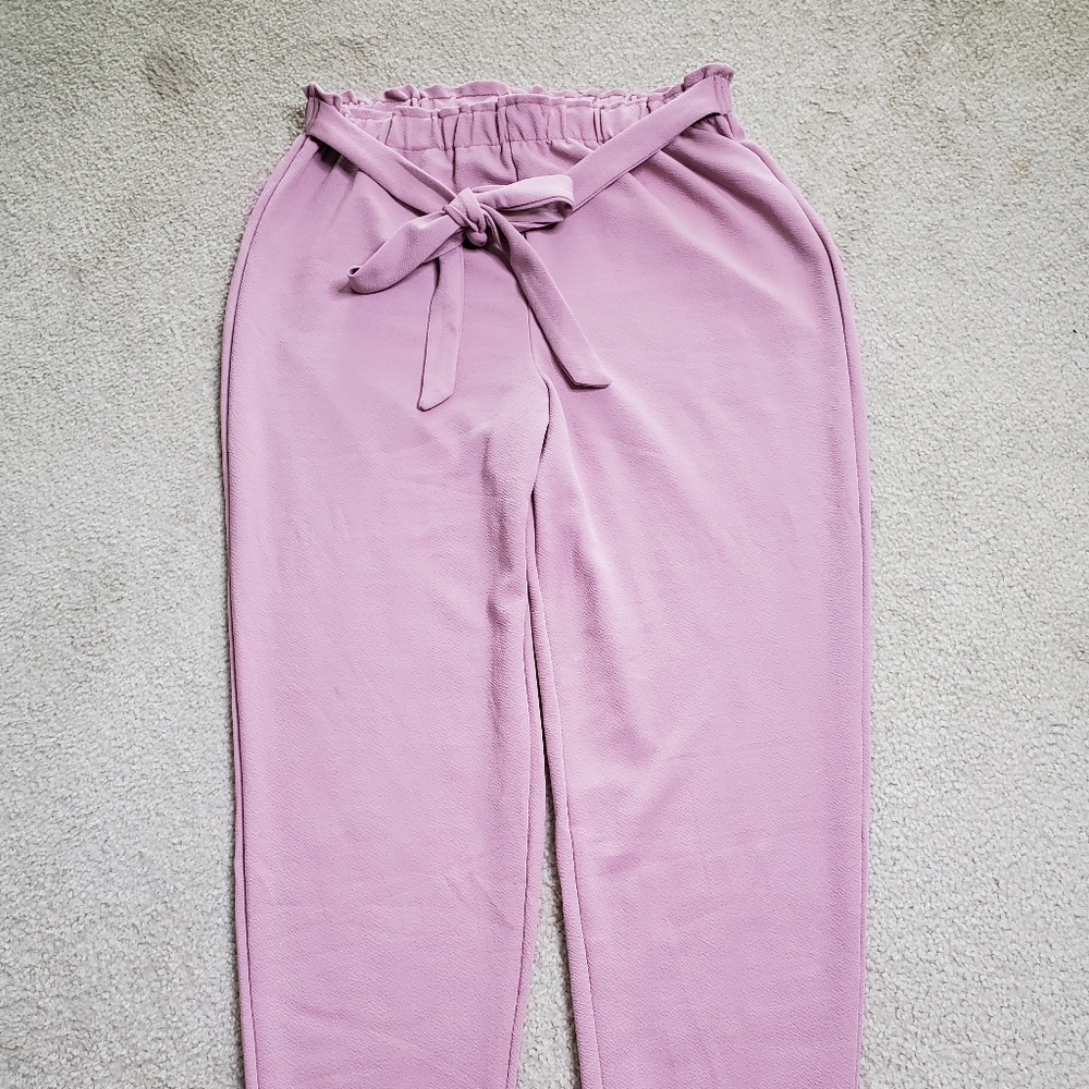 Pink paper bag waist pant size large